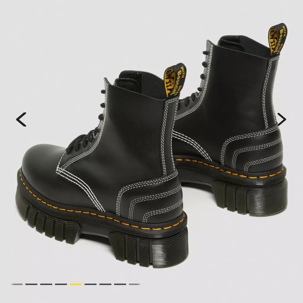 Dr. Martens Black Leather Boots with White Stitching